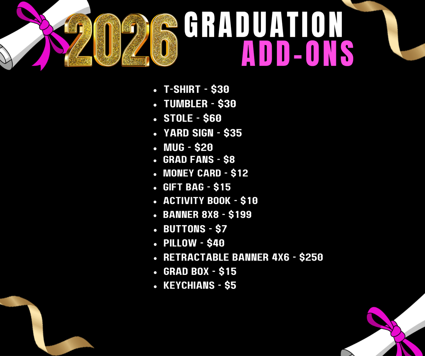 Custom Graduation Package Add-Ons