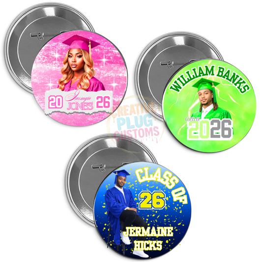 Custom Grad Buttons (3-Pack)
